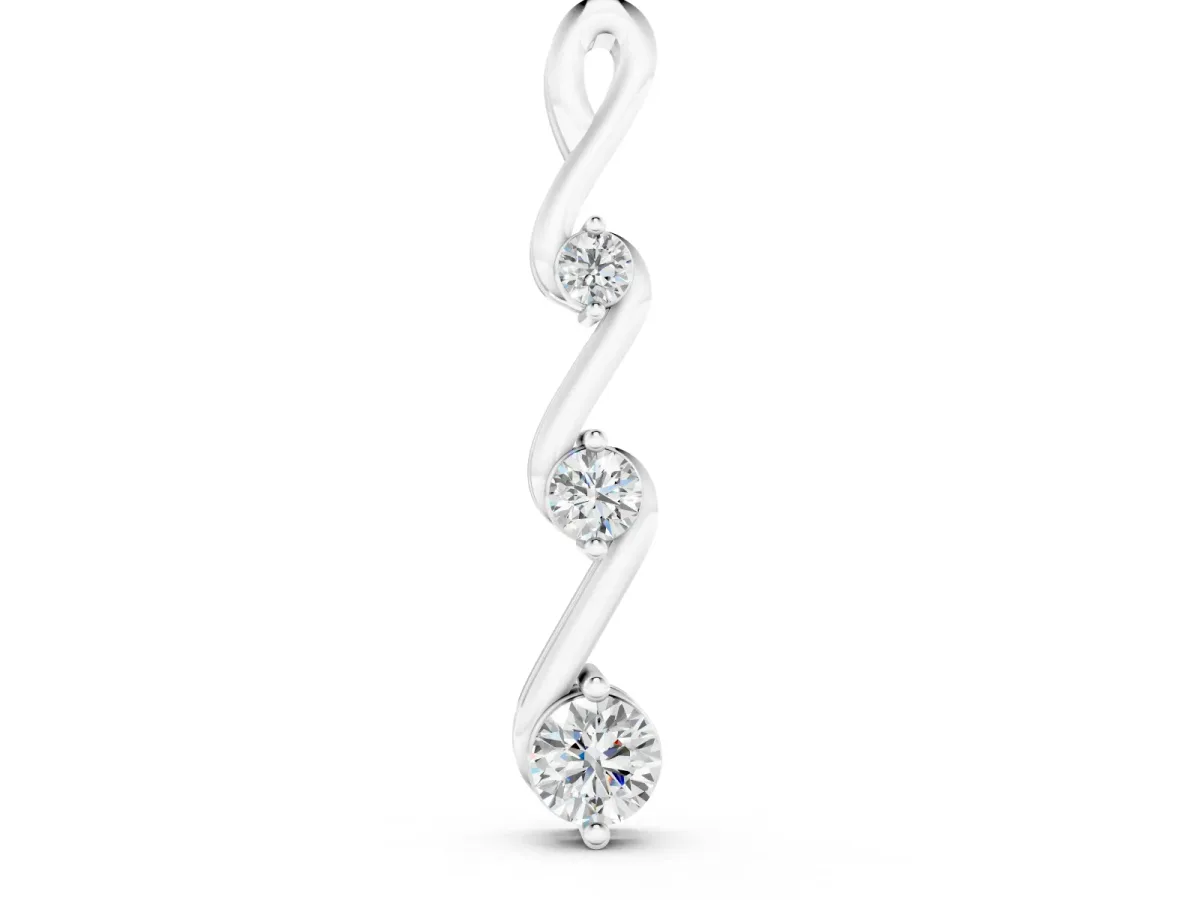 Three-Stone Round Diamond Twist Pendant Set in White gold with Prong Setting