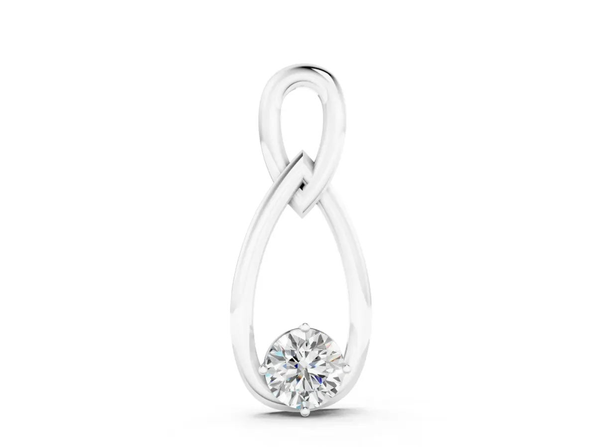 Round Solitaire Infinity Pendant Set in Silver with Bezel-Set Diamond