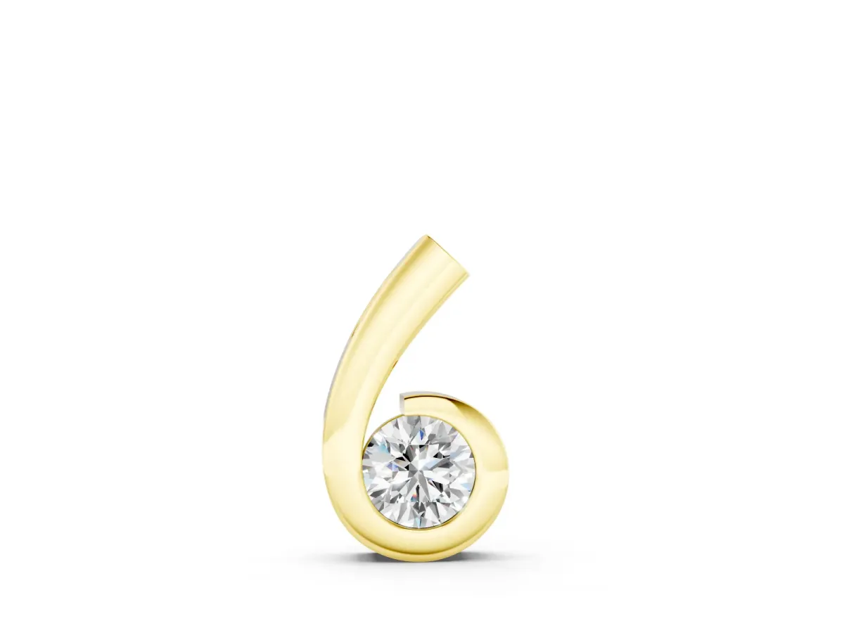Round Diamond Swirl Pendant Set in Yellow gold with Bezel Setting