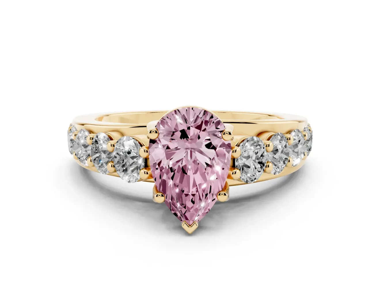 Pear-Shaped Engagement Ring Setting for a Fancy Pink Lab-Grown Diamond | Yellow Gold - Design NV-24645