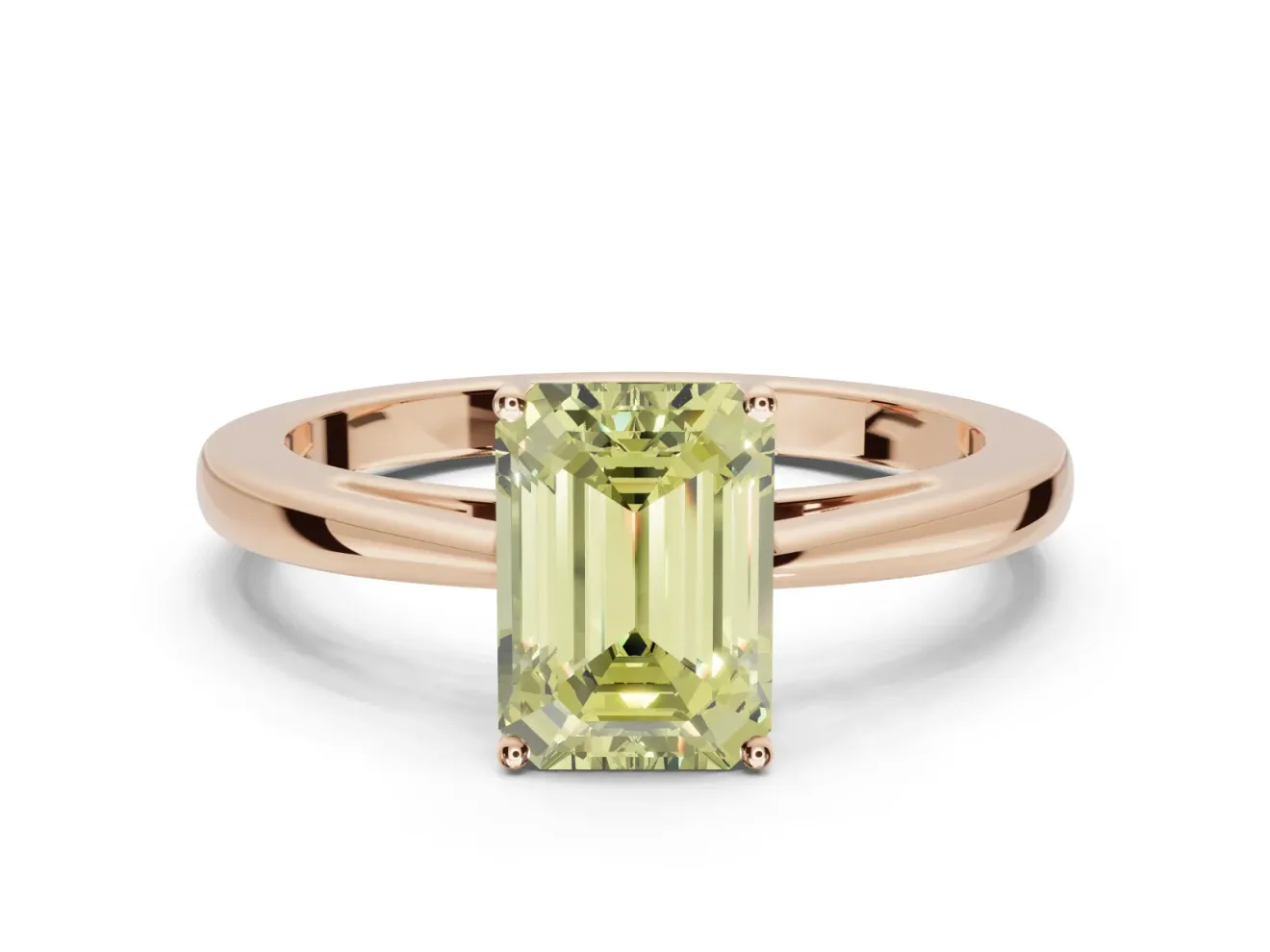 Emerald Cut Cathedral Engagement Ring Setting for a Fancy Yellow Lab-Grown Diamond | Rose Gold - Design NV-24626