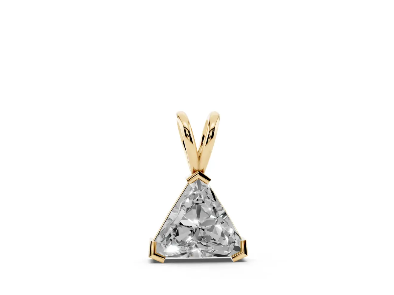 Trillion Lab-Grown Diamond Solitaire Pendant Necklace | V-Tip Corners | Yellow Gold