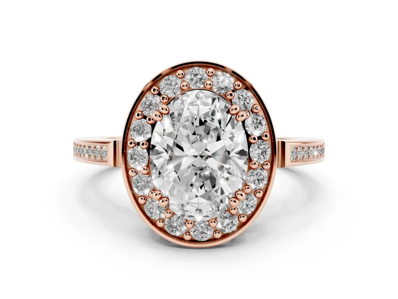 Oval Halo Engagement Ring Setting | Polished Halo Rim | Rose Gold