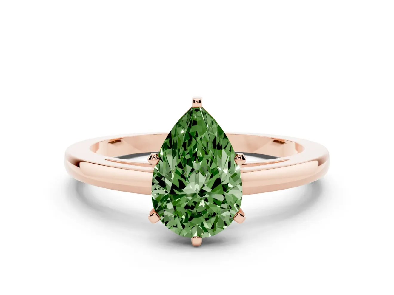 Pear-Shaped Plain Engagement Ring Setting for a Fancy Green Lab-Grown Diamond | Rose Gold