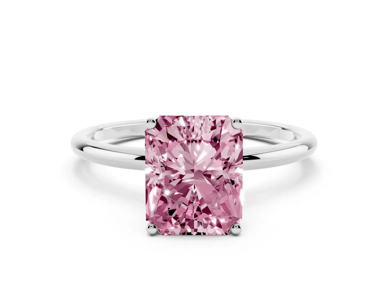 Radiant Cut Engagement Ring Setting for a Fancy Pink Lab-Grown Diamond | Sterling Silver - Design NV-24609