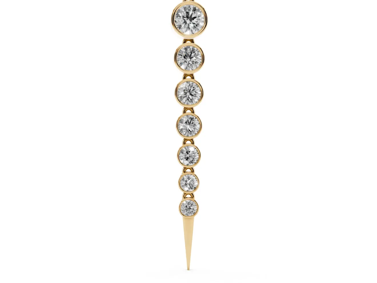 Round Lab-Grown Diamond Graduated Bezel Drop Necklace | Tapered Spike Tip | Yellow Gold