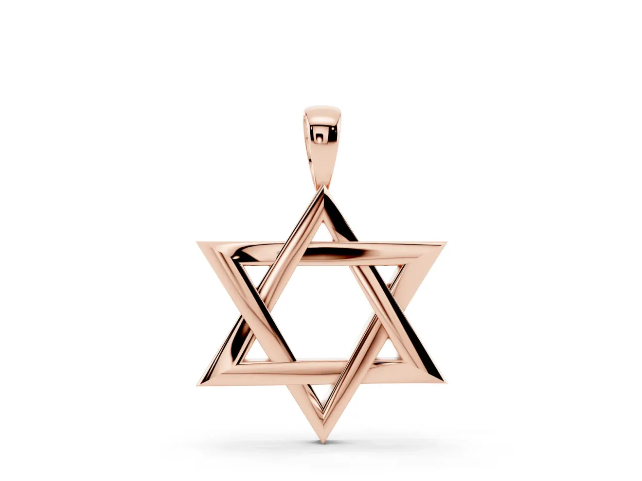 Interlaced Star of David Pendant Necklace | Bevelled Edges | Rose Gold