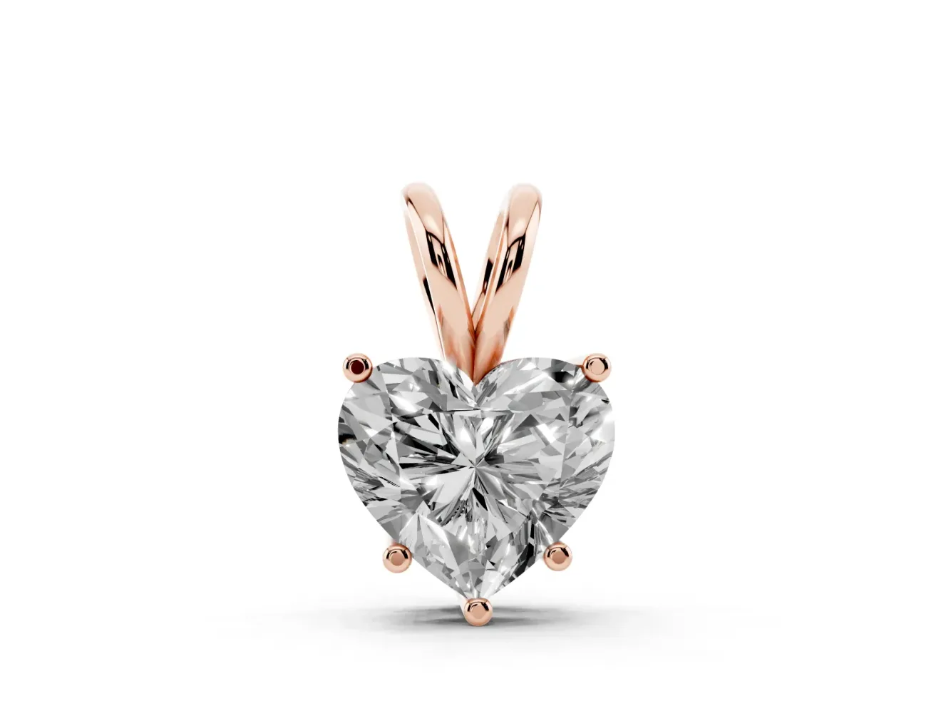 Heart-Shaped Lab-Grown Diamond Solitaire Pendant Necklace | V Bail | Rose Gold