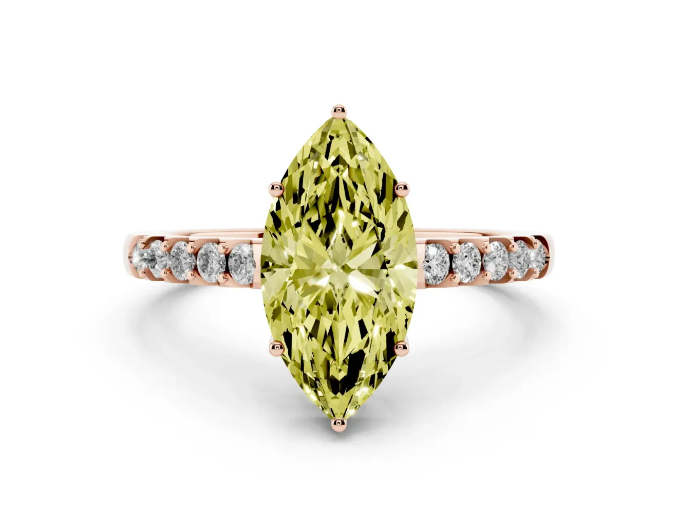 Marquise Engagement Ring Setting for a Fancy Yellow Lab-Grown Diamond | Rose Gold - Design NV-24649