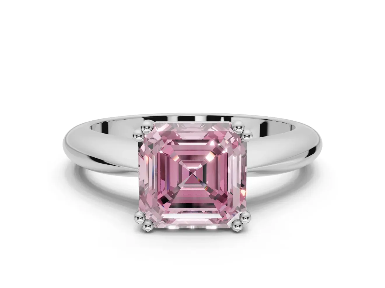 Princess Cut Tapered Solitaire Engagement Ring Setting for a Fancy Pink Lab-Grown Diamond | Platinum
