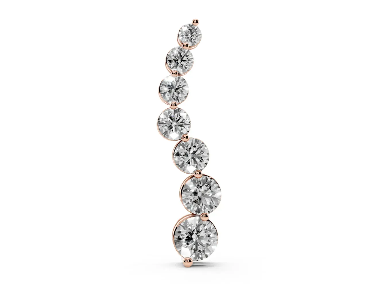Round Lab-Grown Diamond Graduated S-Line Pendant Necklace | Shared Prongs | Rose Gold