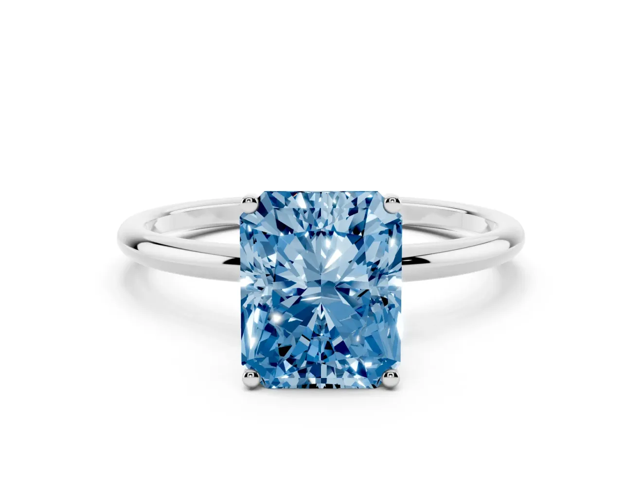Radiant Cut Engagement Ring Setting for a Fancy Blue Lab-Grown Diamond | Sterling Silver - Design NV-24609