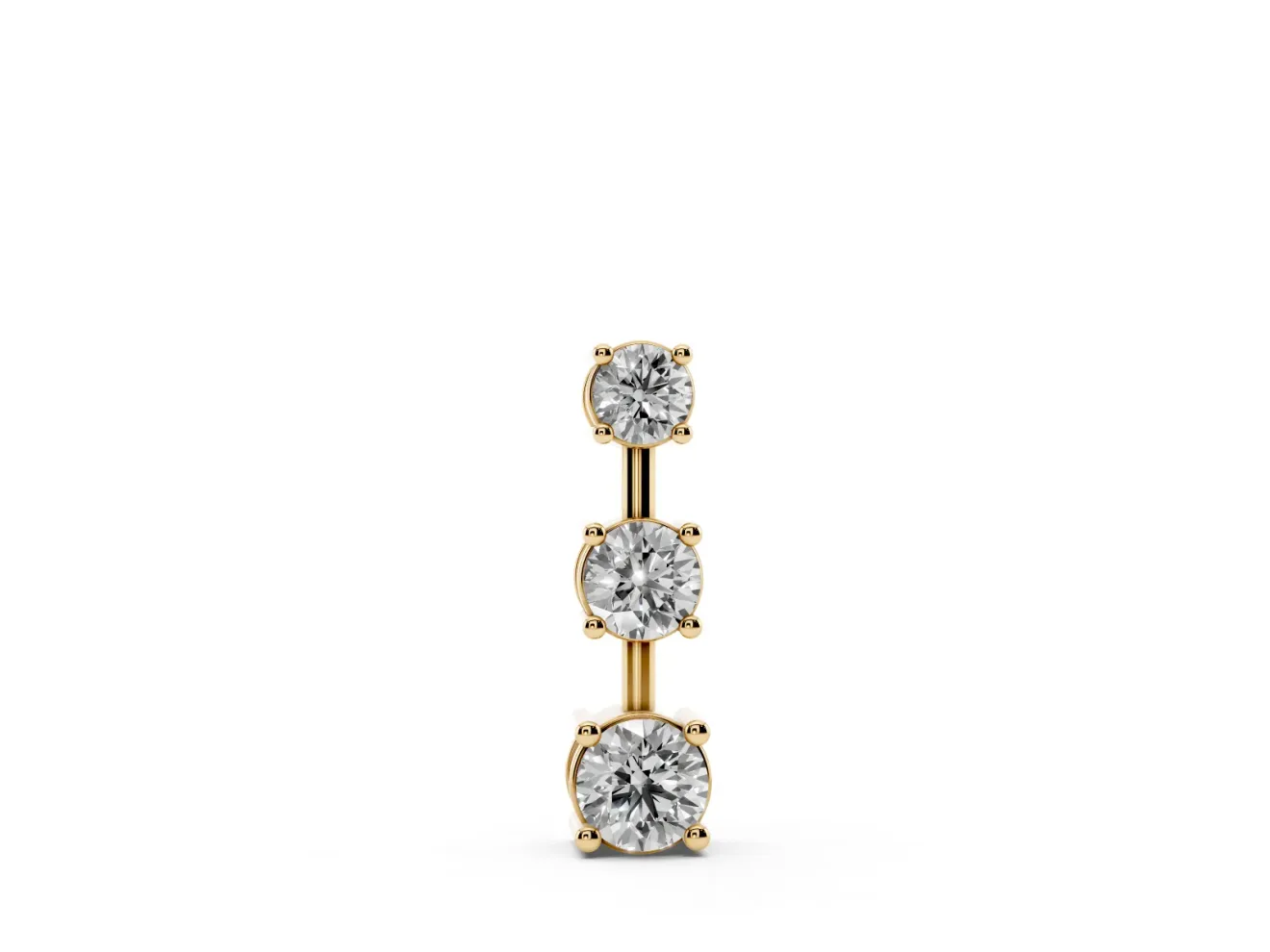 Round Lab-Grown Diamond Graduated Triple Bar Pendant Necklace | Prong Set | Yellow Gold