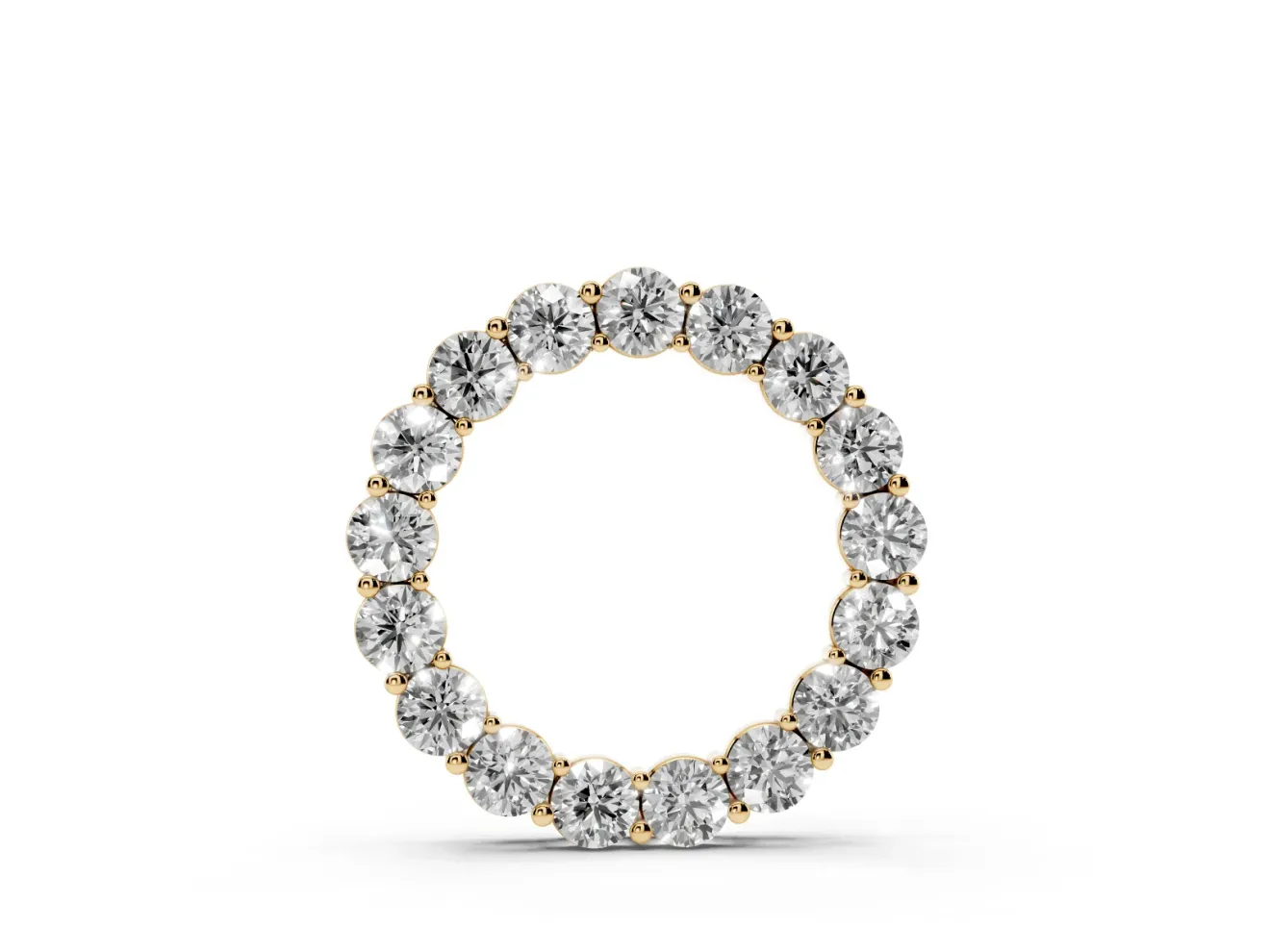 Round Lab-Grown Diamond Circle Pendant Necklace | Larger Stones | Yellow Gold