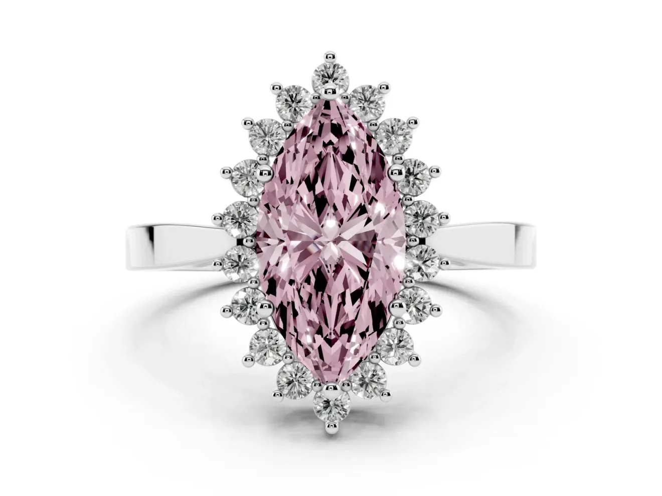 Marquise Scalloped Halo Engagement Ring Setting for a Fancy Pink Lab-Grown Diamond | Platinum