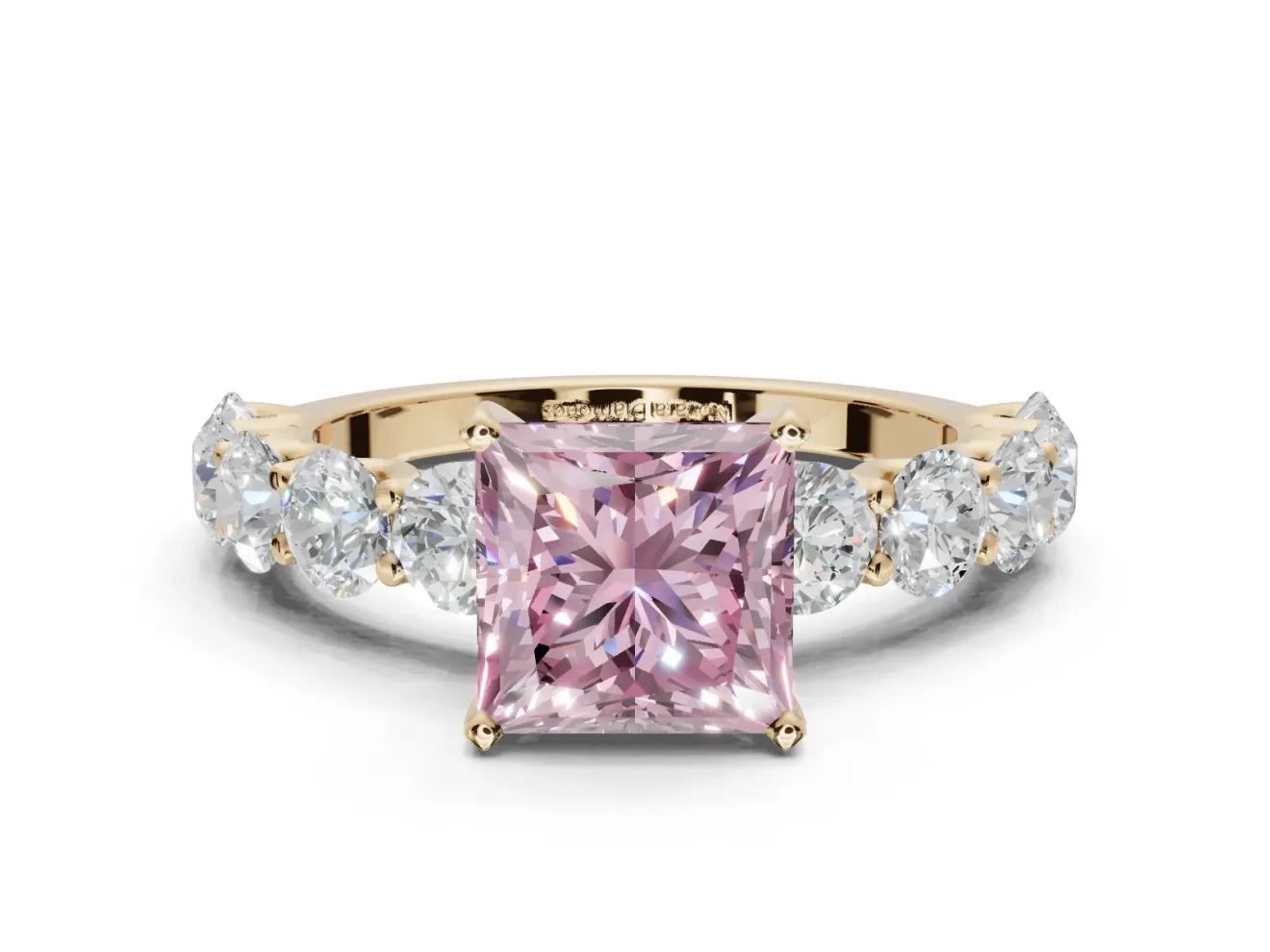 Princess Cut Engagement Ring Setting for a Fancy Pink Lab-Grown Diamond | Yellow Gold - Design NV-24455