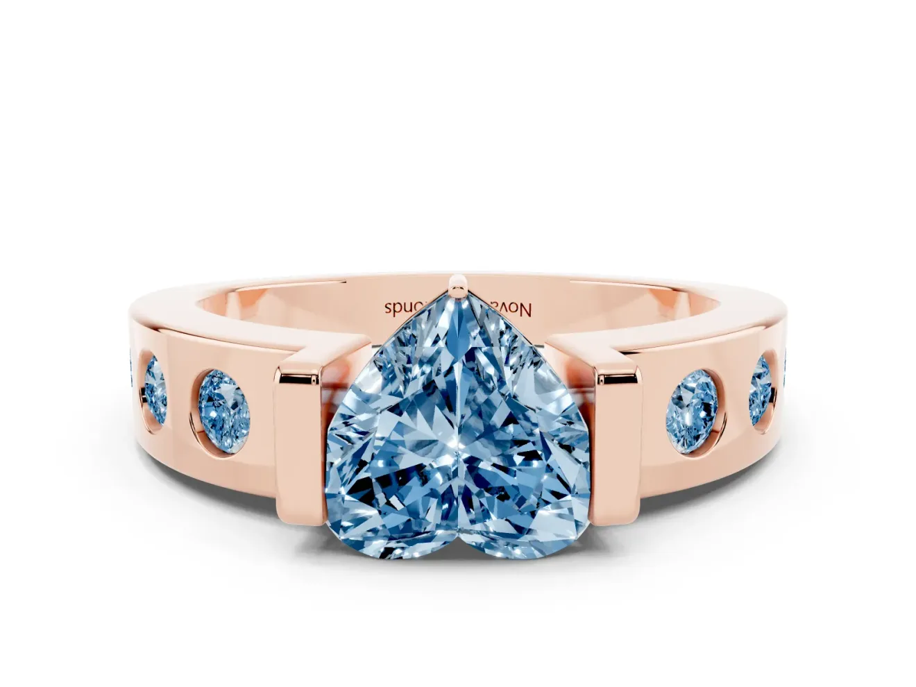 Heart-Shaped Tension Style Engagement Ring Setting for a Fancy Blue Lab-Grown Diamond | Rose Gold