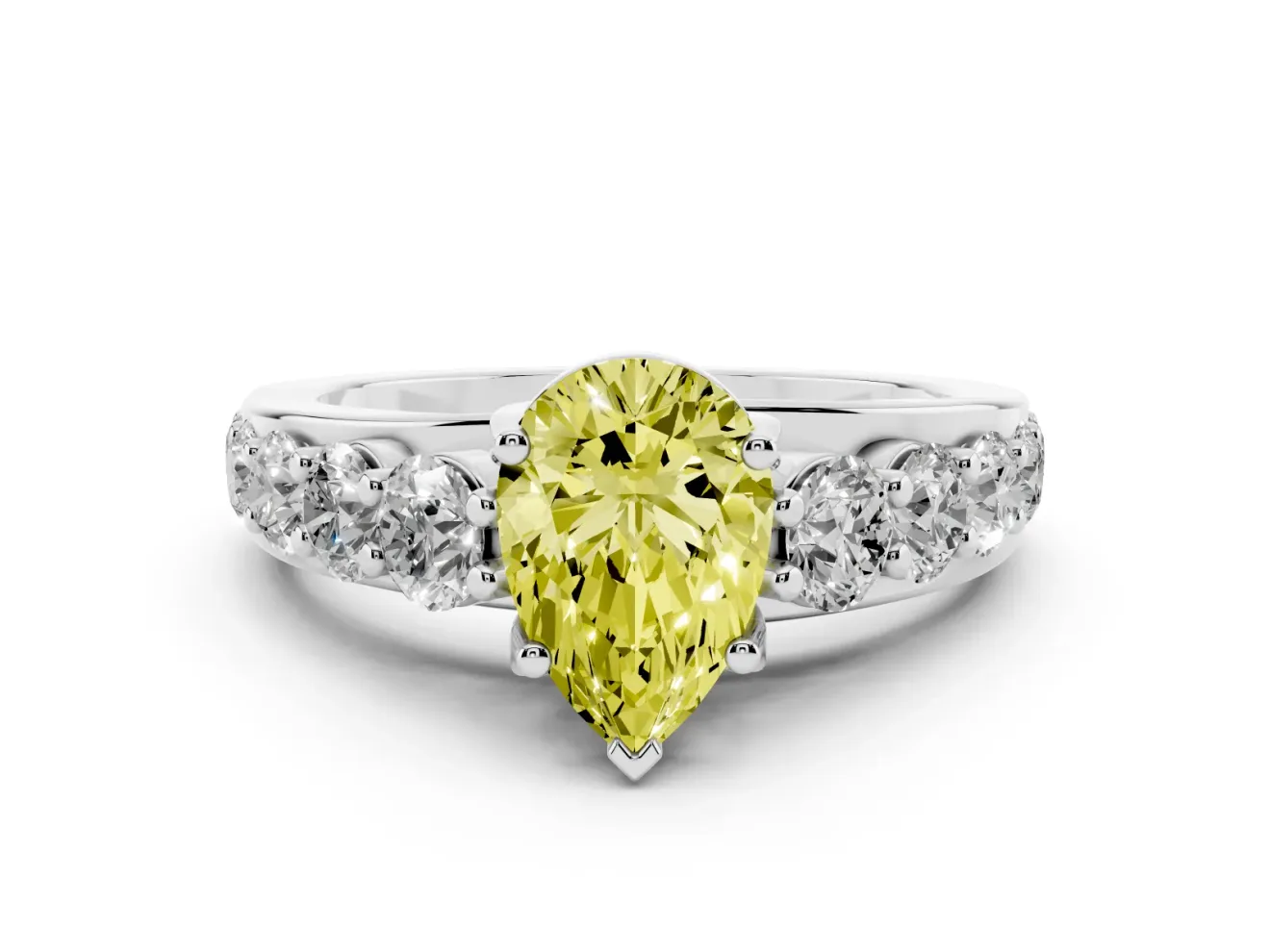 Pear-Shaped Engagement Ring Setting for a Fancy Yellow Lab-Grown Diamond | Sterling Silver - Design NV-24645