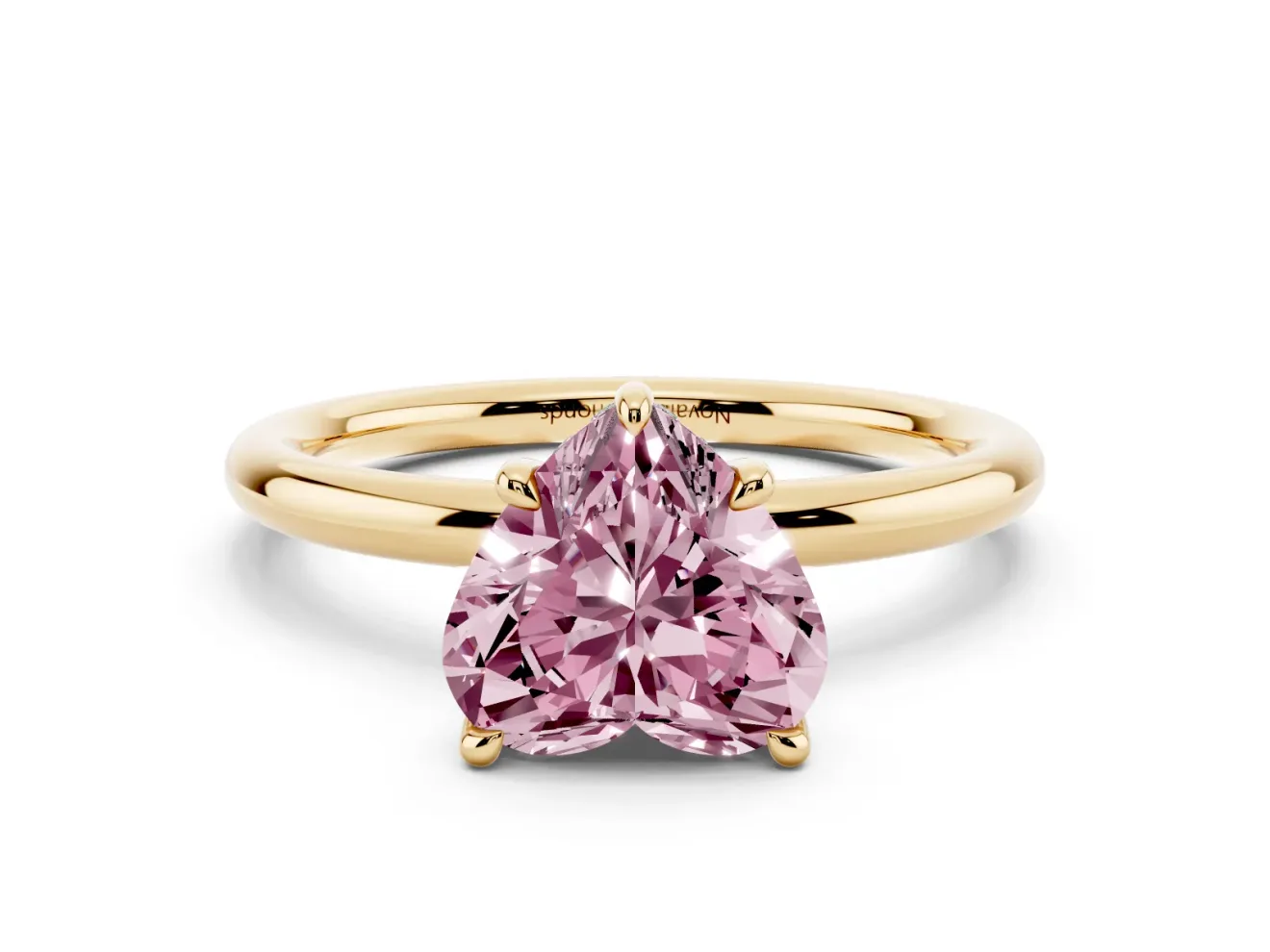 Heart-Shaped Hidden Halo Ring Setting for a Fancy Pink Lab-Grown Diamond | Yellow Gold