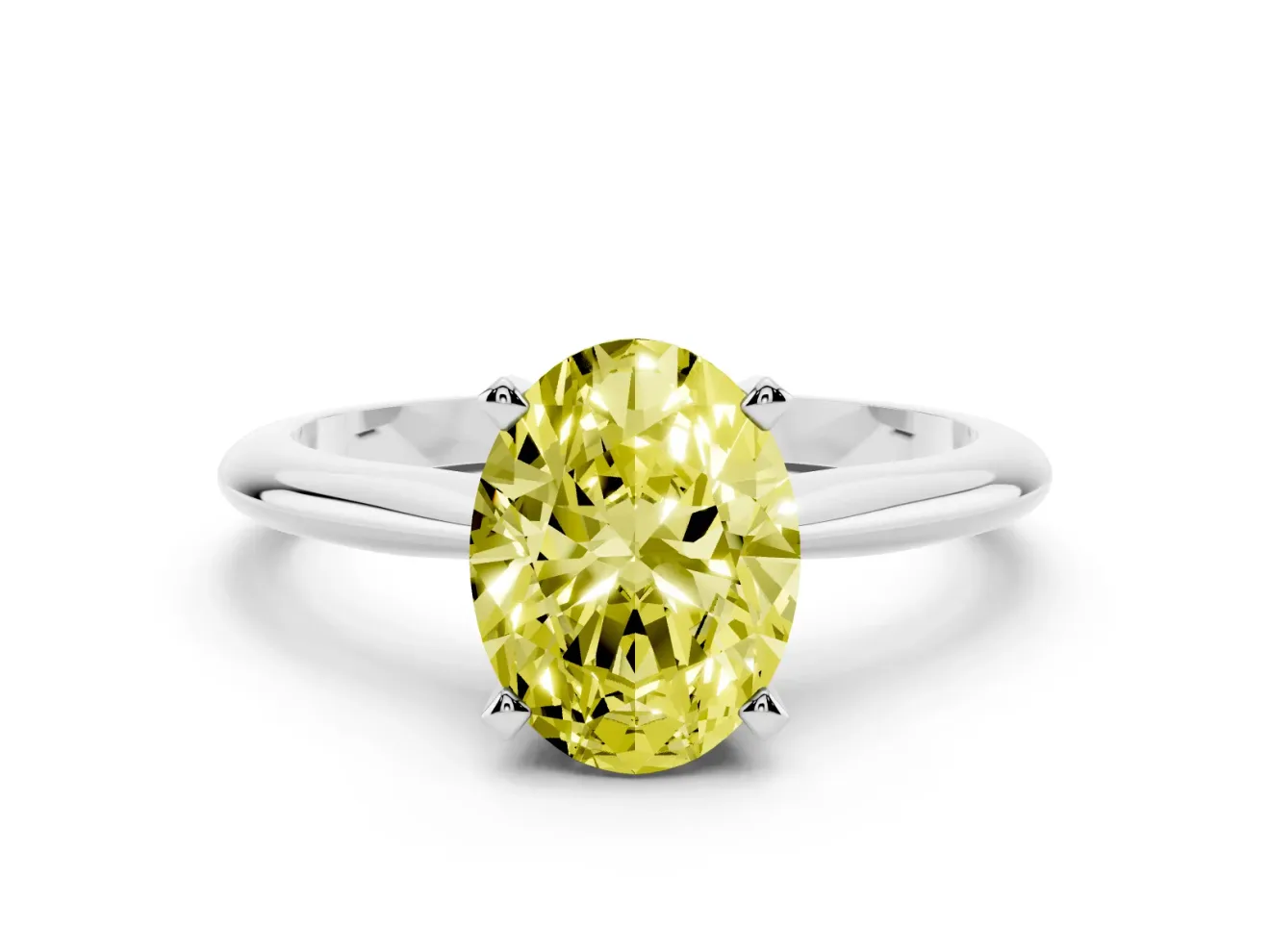 Oval Engagement Ring Setting for a Fancy Yellow Lab-Grown Diamond | Sterling Silver