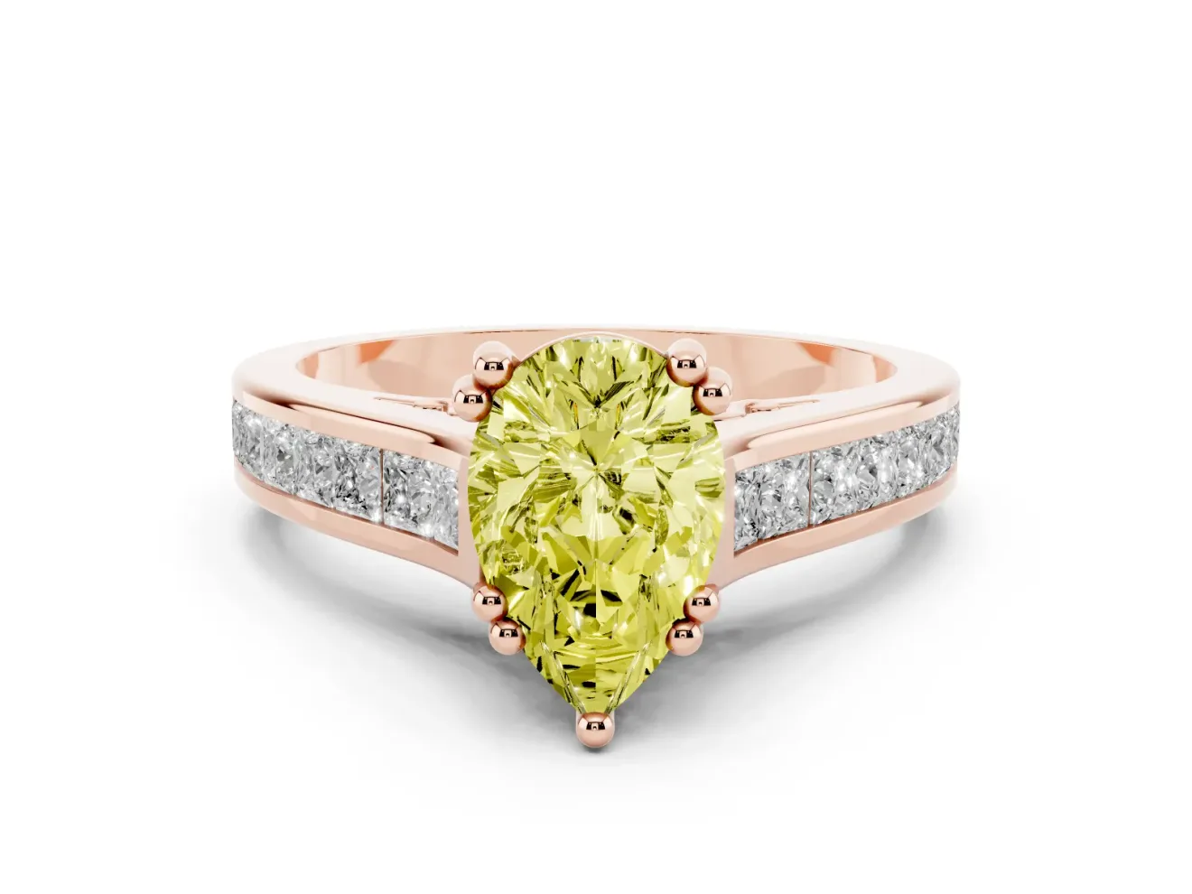 Pear-Shaped Channel Engagement Ring Setting for a Fancy Yellow Lab-Grown Diamond | Rose Gold - Design NV-24671