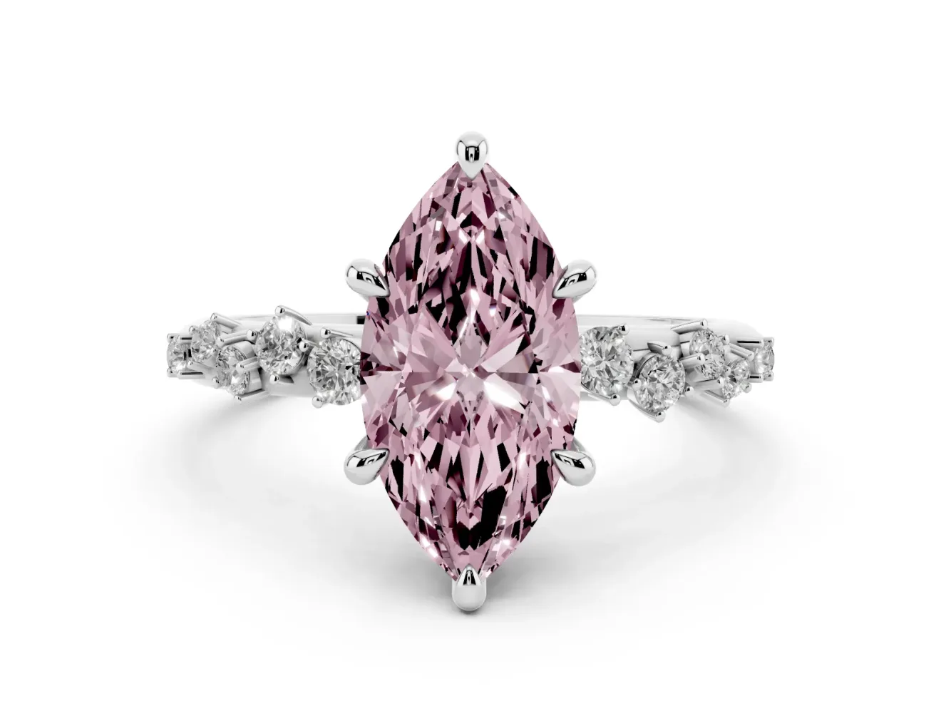Marquise Graduated Engagement Ring Setting for a Fancy Pink Lab-Grown Diamond | Sterling Silver