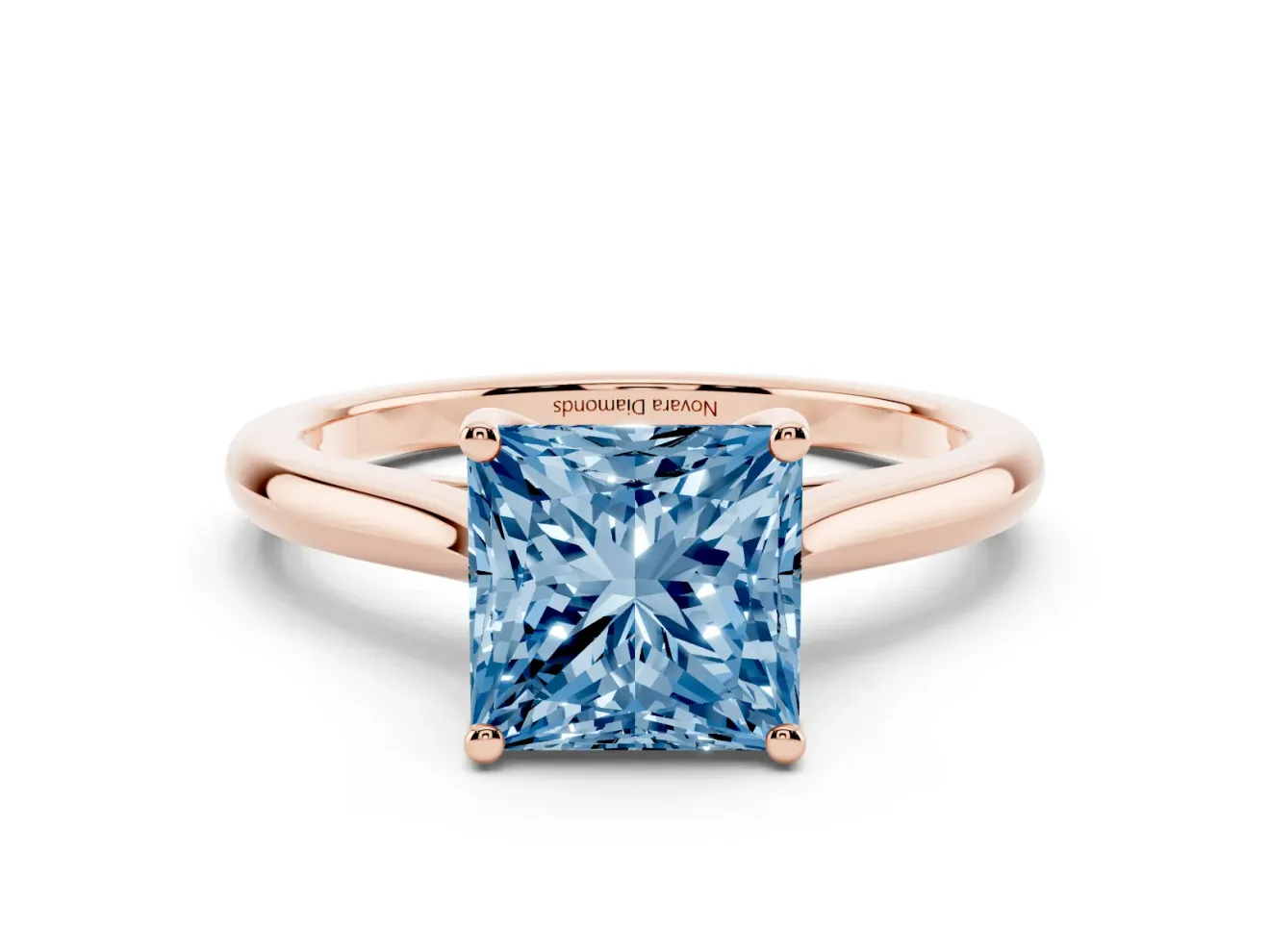 Princess Cut Cathedral Engagement Ring Setting for a Fancy Blue Lab-Grown Diamond | Rose Gold