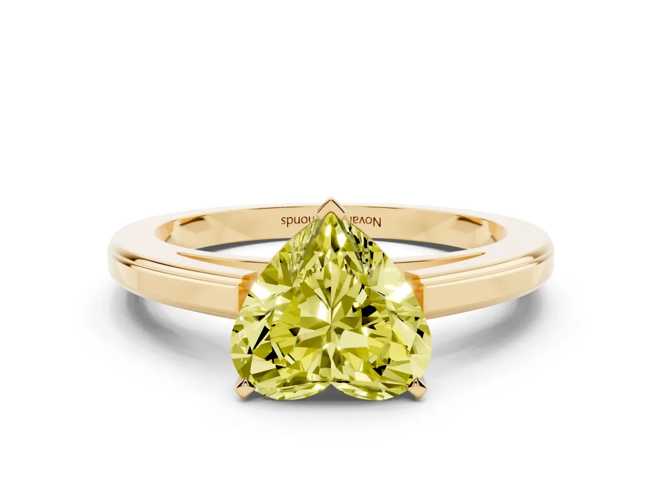 Heart-Shaped Solitaire Engagement Ring Setting for a Fancy Yellow Lab-Grown Diamond | Stepped Flat Band | Yellow Gold
