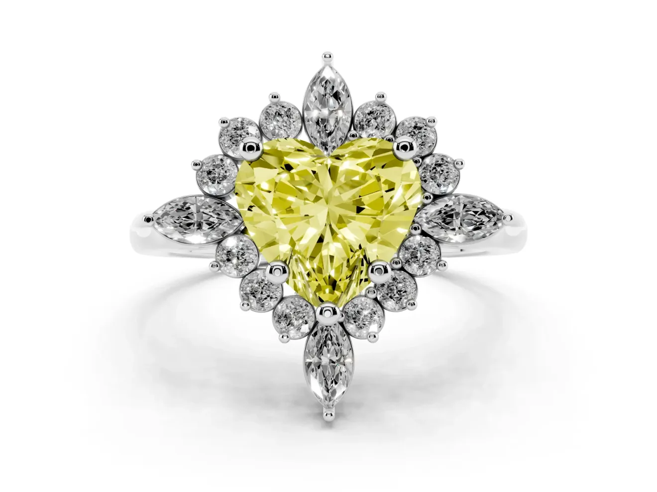 Heart-Shaped Engagement Ring Setting for a Fancy Yellow Lab-Grown Diamond | Sterling Silver - Design NV-24790
