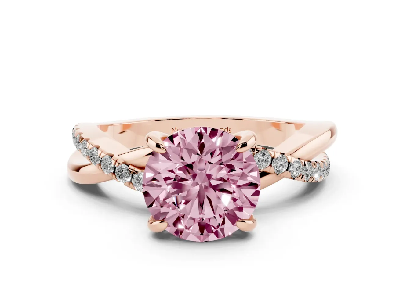 Round Twist Engagement Ring Setting for a Fancy Pink Lab-Grown Diamond | Crossover Band | Rose Gold