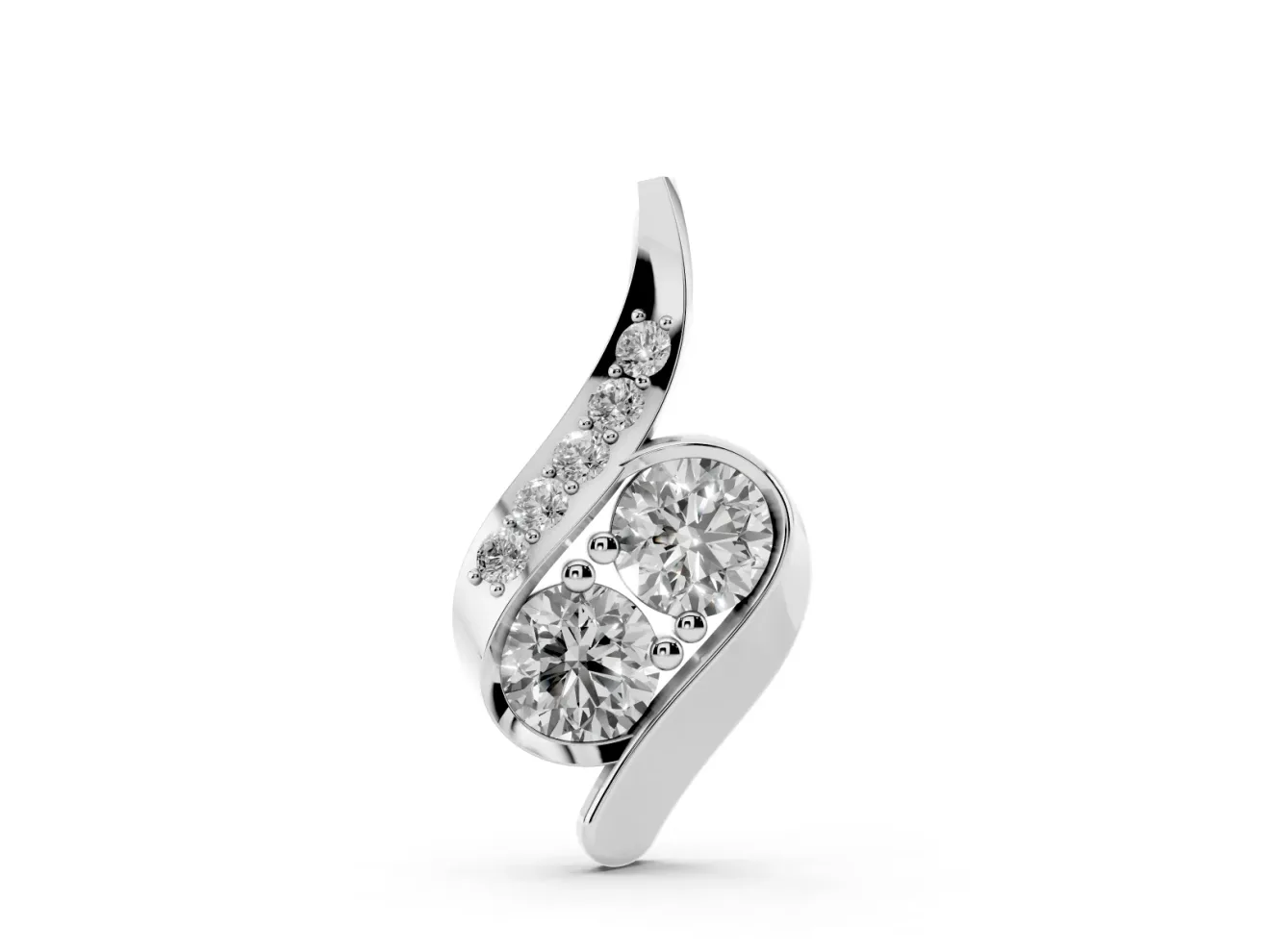 Round Lab-Grown Diamond Toi et Moi Swirl Pendant Necklace | Bypass Swirl | Sterling Silver