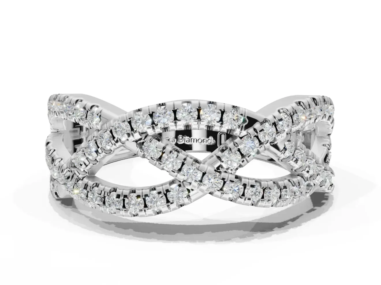 Round Lab-Grown Diamond Braided Pavé Wedding Band | Open Braid | White Gold