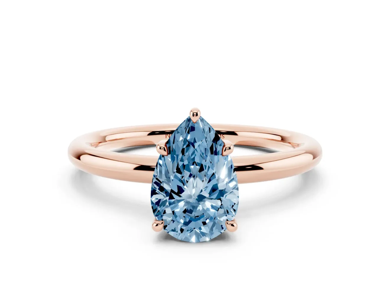 Pear-Shaped Hidden Halo Ring Setting for a Fancy Blue Lab-Grown Diamond | Rose Gold