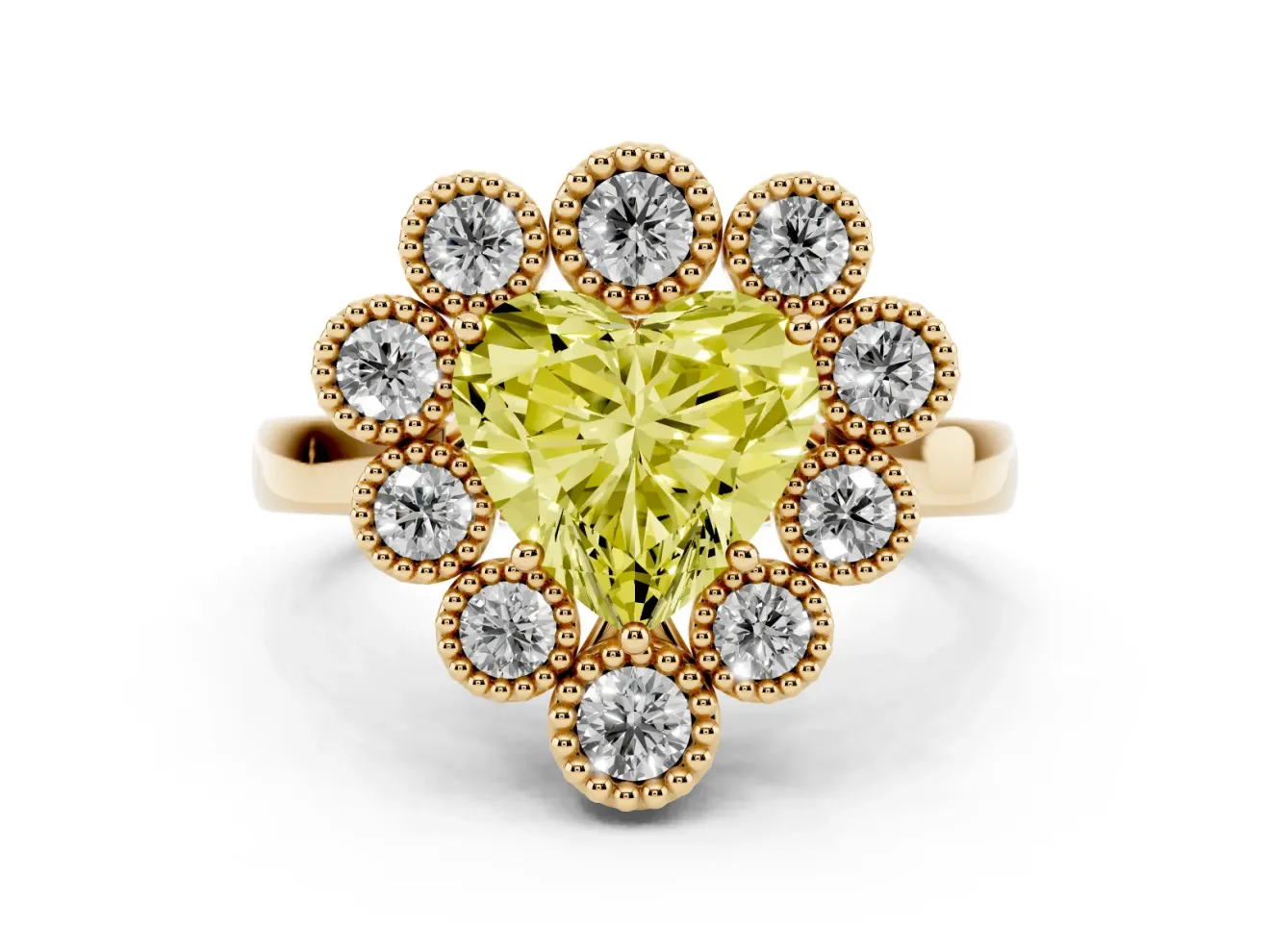 Heart-Shaped Halo Engagement Ring Setting for a Fancy Yellow Lab-Grown Diamond | Yellow Gold - Design NV-24775