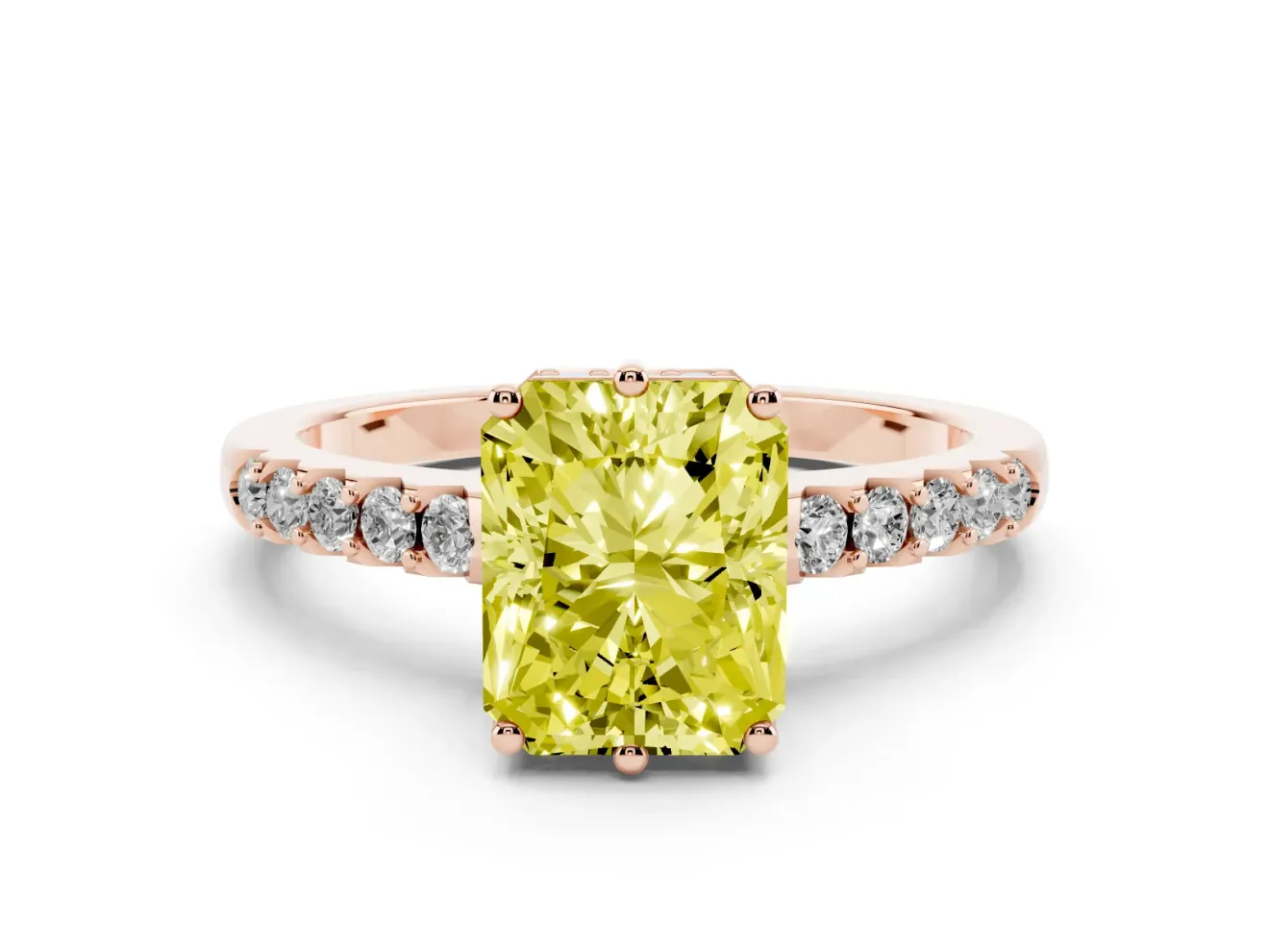 Radiant Cut Engagement Ring Setting for a Fancy Yellow Lab-Grown Diamond | Rose Gold - Design NV-24649