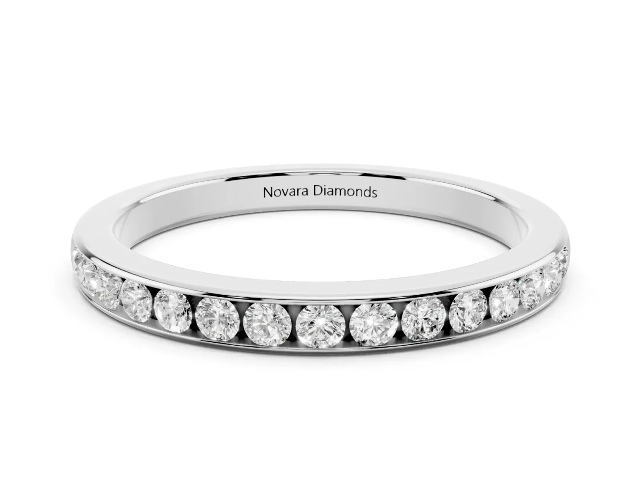 Round Diamond Wedding Eternity Band Set in Platinum with Channel Setting