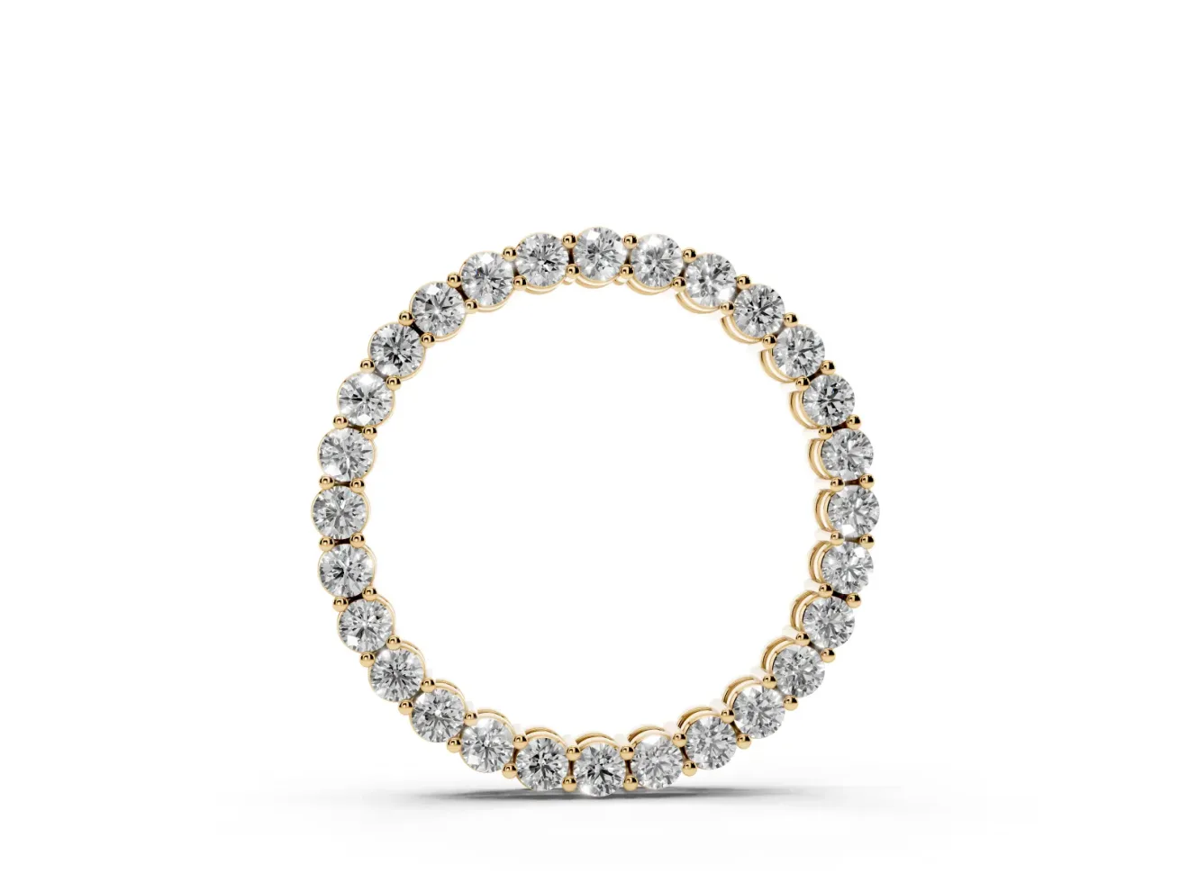 Round Lab-Grown Diamond Small Eternity Circle Pendant Necklace | Prong Set | Yellow Gold