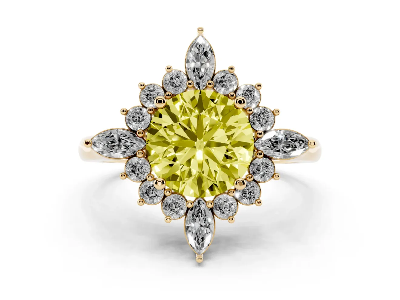 Round Engagement Ring Setting for a Fancy Yellow Lab-Grown Diamond | Yellow Gold - Design NV-24790