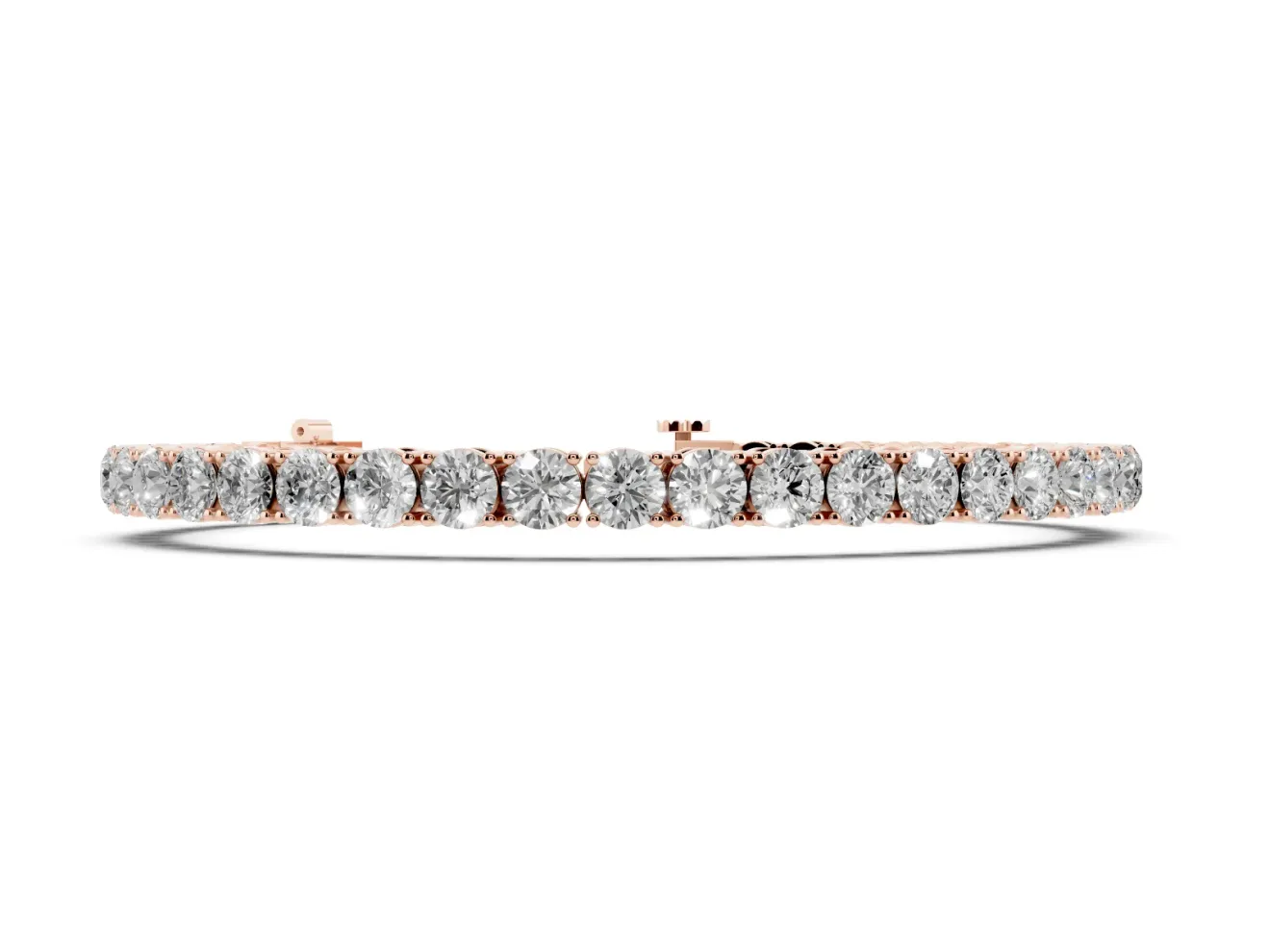 Round Lab-Grown Diamond In-Line Tennis Bracelet | Shared Prongs | Rose Gold