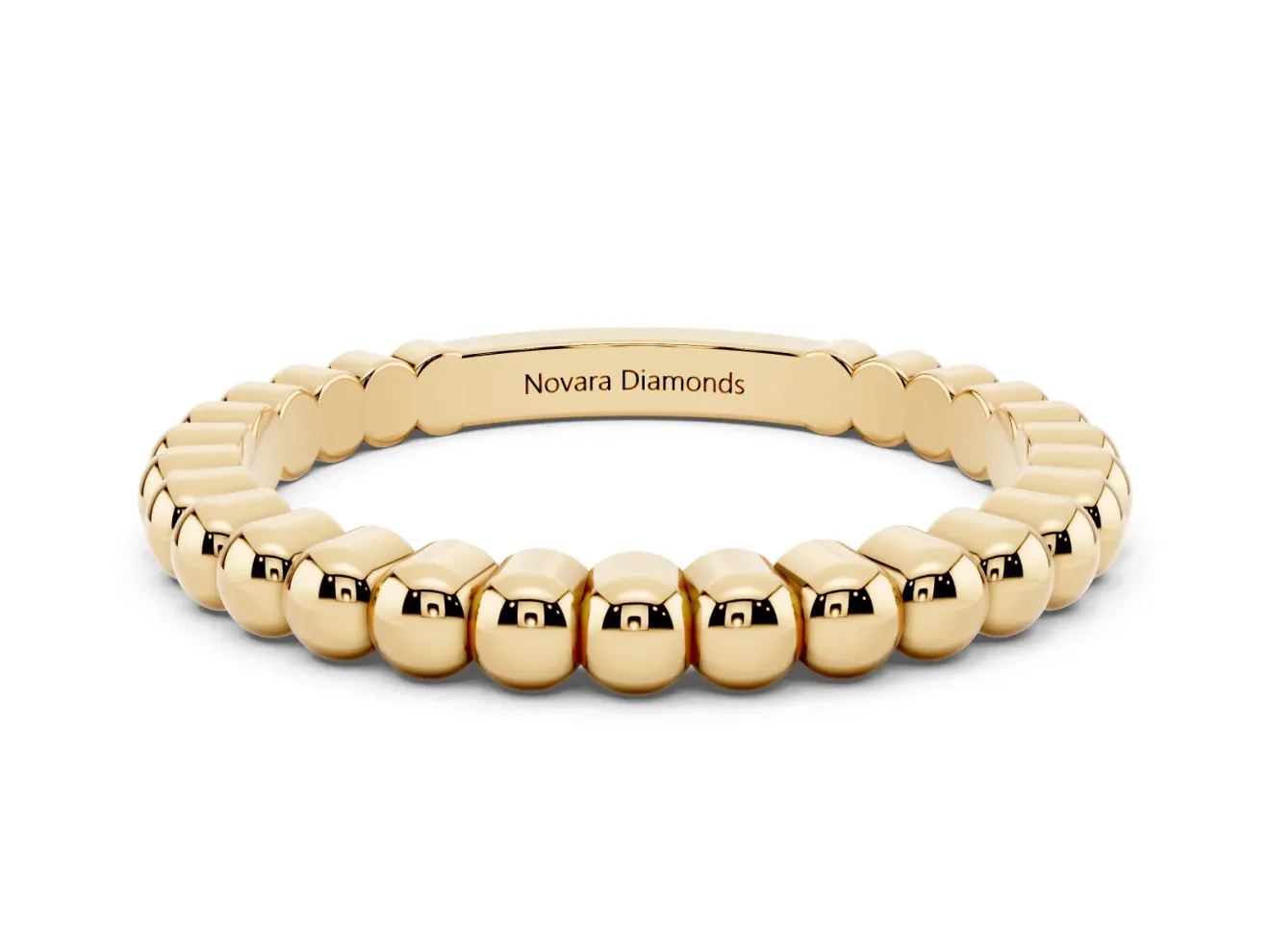 Round Diamond Beaded Eternity Band Set in Yellow gold with Bezel Setting