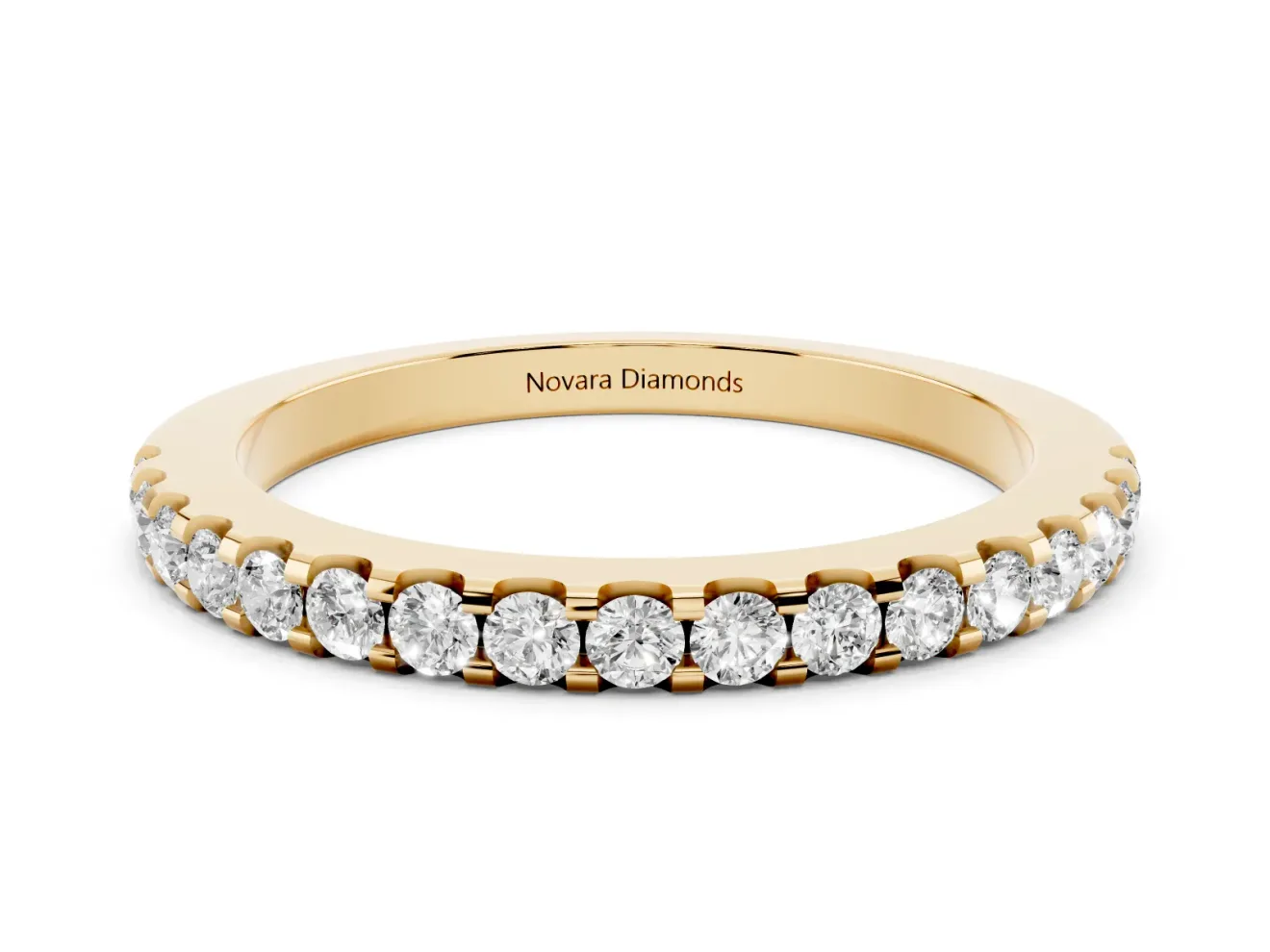 Round Lab-Grown Diamond Scalloped Pavé Half Eternity Band | U-Cut Sides | Yellow Gold