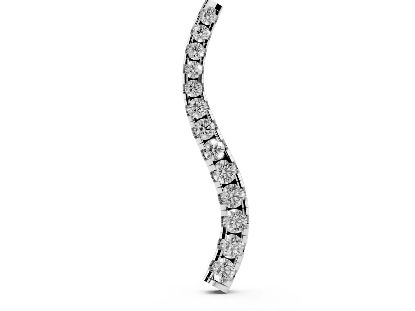 Round Lab-Grown Diamond Graduated S-Wave Pendant Necklace | Shared Prong Row | White Gold