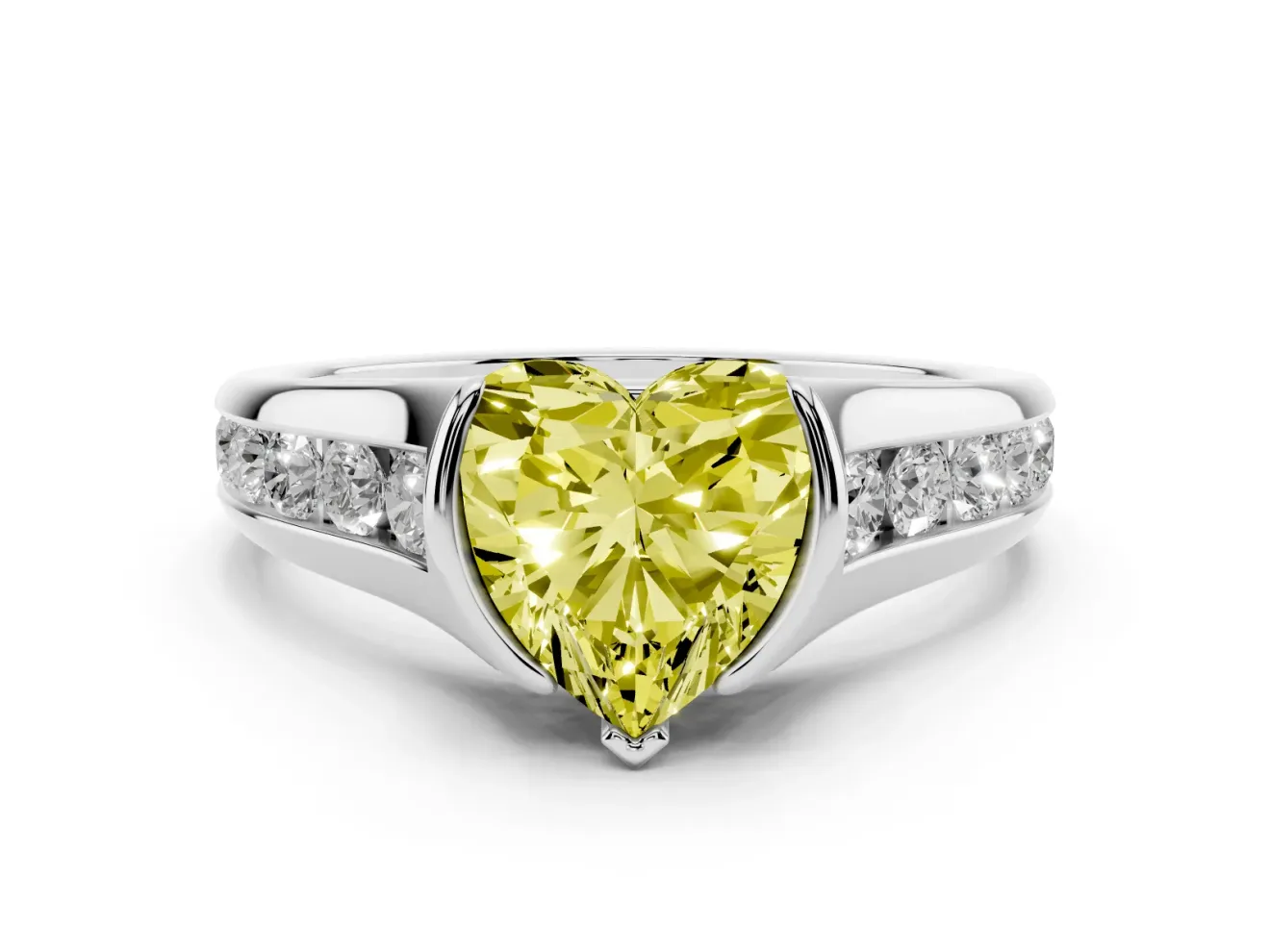 Heart-Shaped Half Bezel Engagement Ring Setting for a Fancy Yellow Lab-Grown Diamond | White Gold