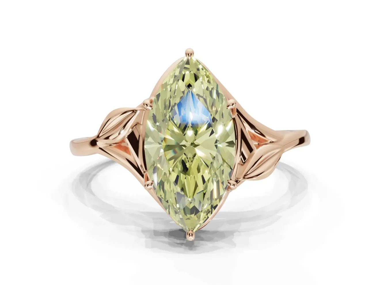 Marquise Bypass Solitaire Engagement Ring Setting for a Fancy Yellow Lab-Grown Diamond | Rose Gold
