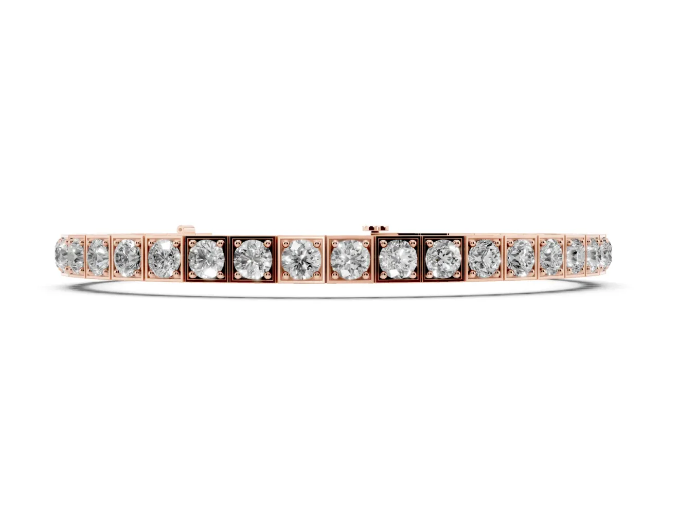 Round Lab-Grown Diamond Box Set Tennis Bracelet | Stepped Square Frames | Rose Gold