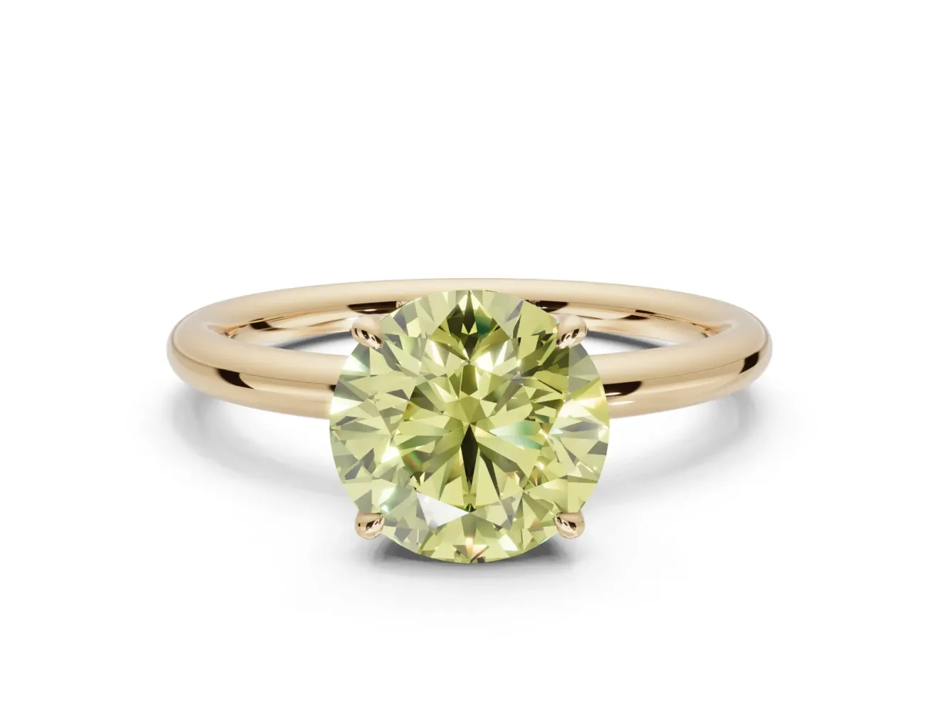 Round Hidden Halo Ring Setting for a Fancy Yellow Lab-Grown Diamond | Yellow Gold
