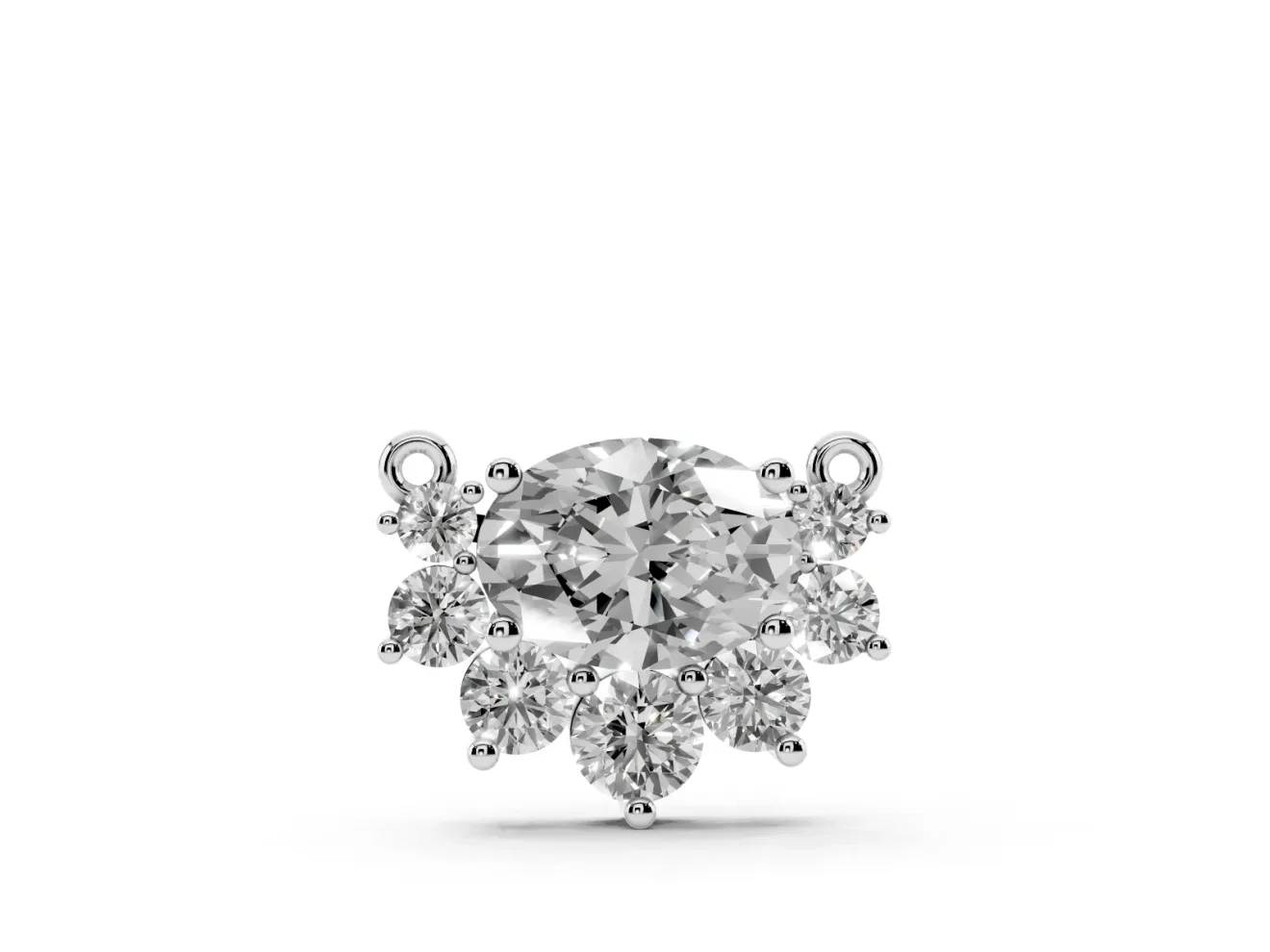 Oval Lab-Grown Diamond East-West Cluster Pendant Necklace | Graduated Accents | Sterling Silver