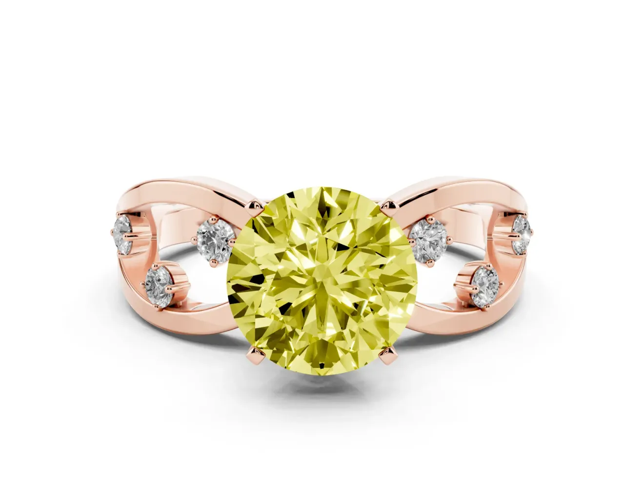 Round Loop Engagement Ring Setting for a Fancy Yellow Lab-Grown Diamond | Rose Gold
