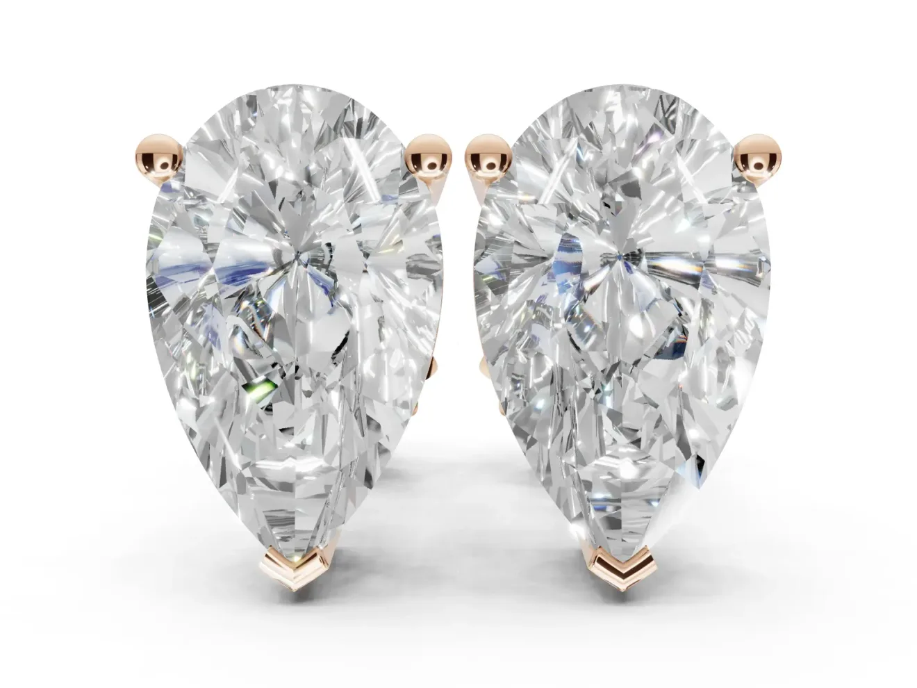Princess Cut Lab-Grown Diamond Solitaire Basket Stud Earrings | Open Gallery | Rose Gold