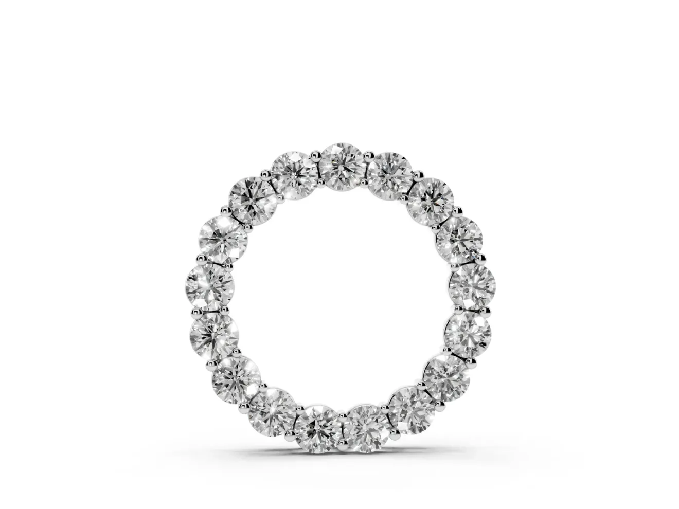 Round Lab-Grown Diamond Circle Pendant Necklace | Larger Stones | White Gold